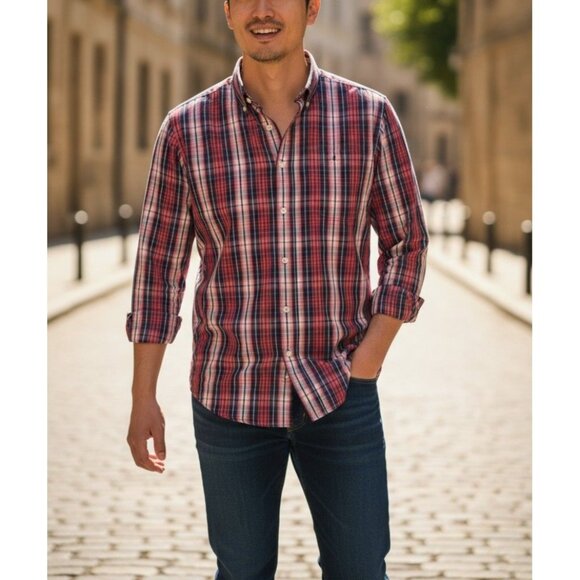 J. Crew Mens Plaid Long Sleeve Button-Down Shirt Size L - Picture 1 of 11